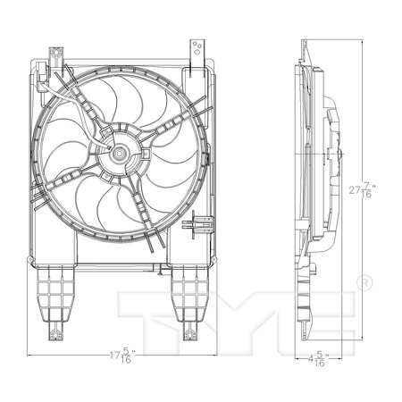 Tyc Products Tyc Dual Radiator And Condenser Fan Asse, 622260 622260